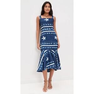 JBQ Natasha Tie Dye Midi Dress in Indigo Shibori S